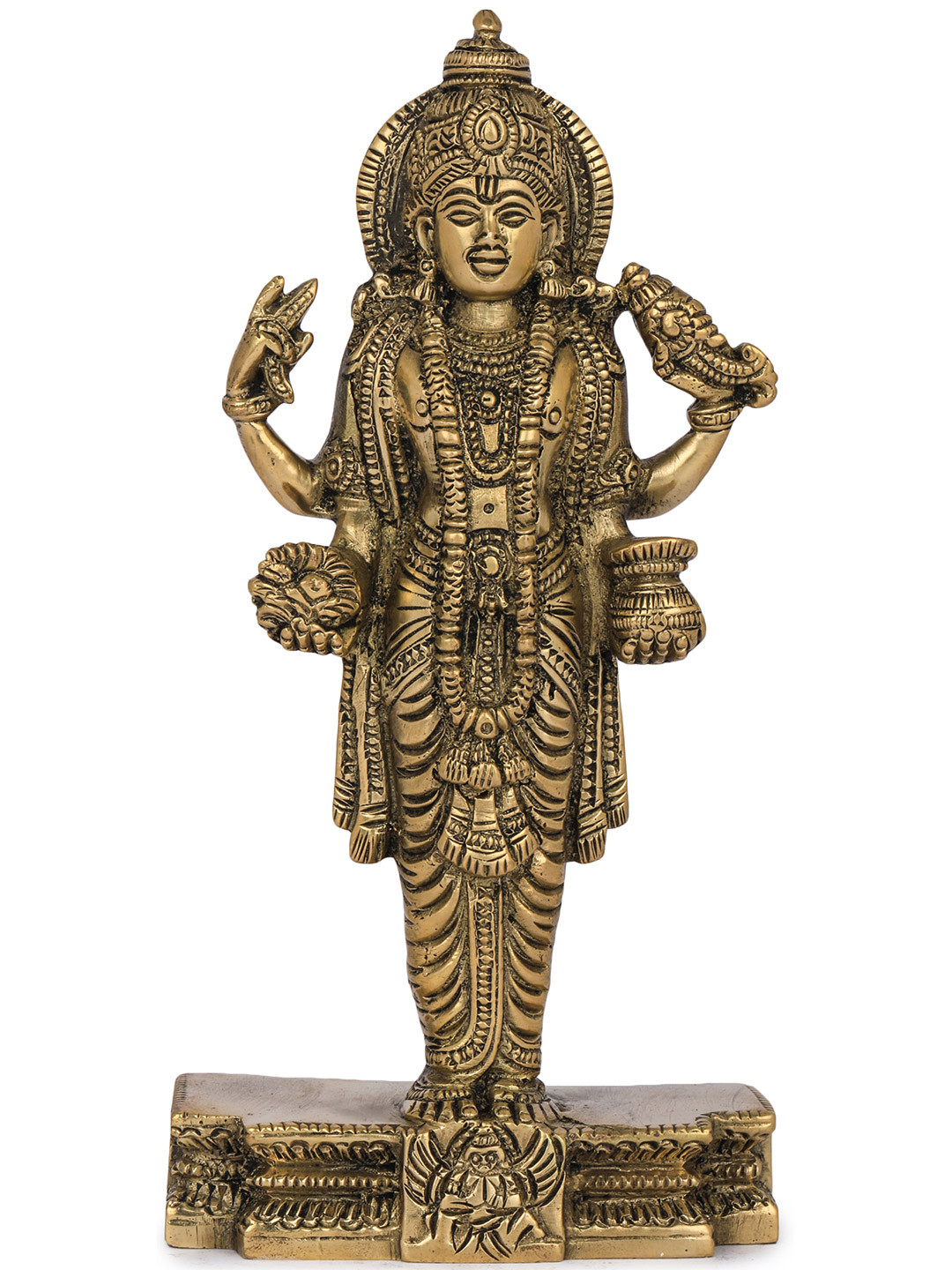 Exotic India Gold-Toned Religious Lord Dhanvantari Idol Showpiece