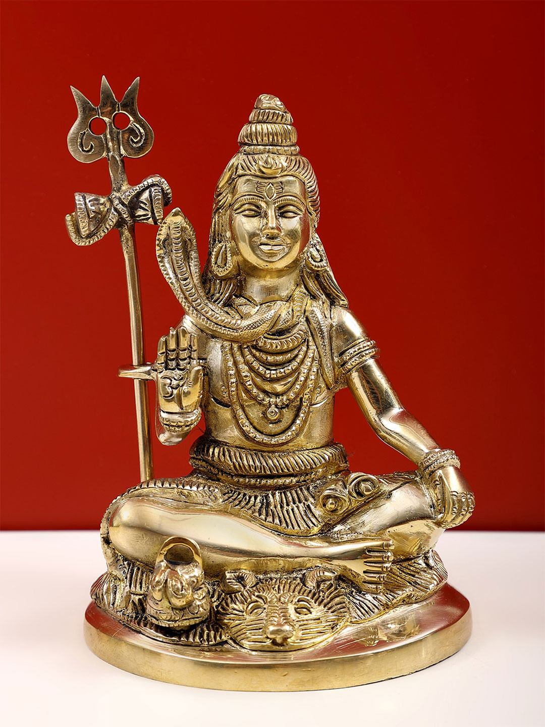 Exotic India Gold-Toned Religious Blessing Lord Shiva Idol Showpiece