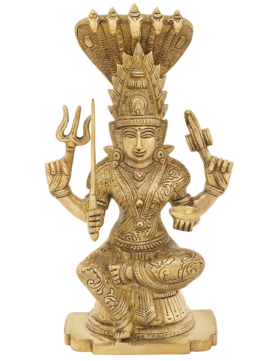 Exotic India Gold Toned Goddess Mariamman Brass Statue