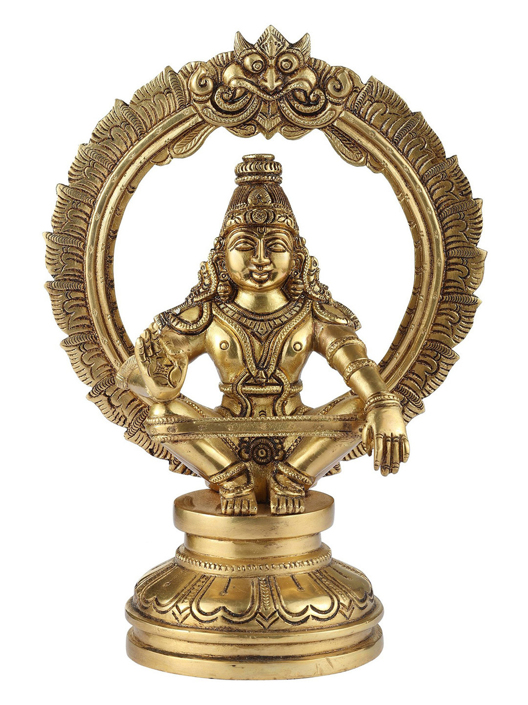 Exotic India Gold Toned Saint Ayyappan Brass Statue