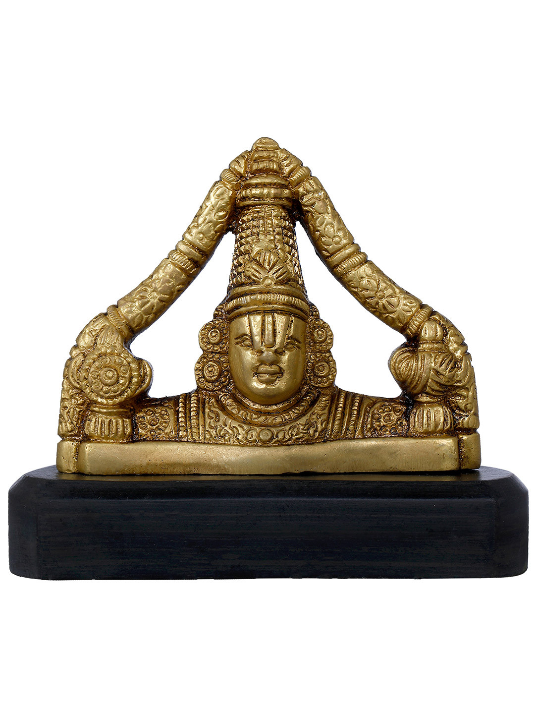 Exotic India Gold-Toned & Black Religious Tirupati Balaji For Car Dashboard Idol Showpiece