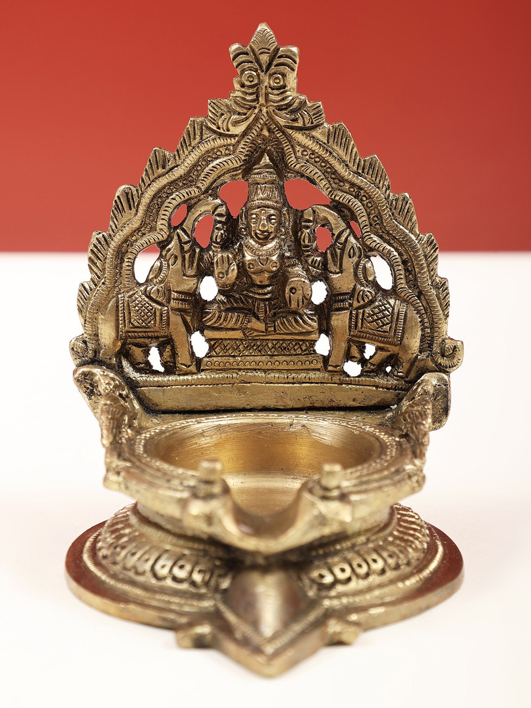Exotic India Brass Gajalakshmi Wick Diya