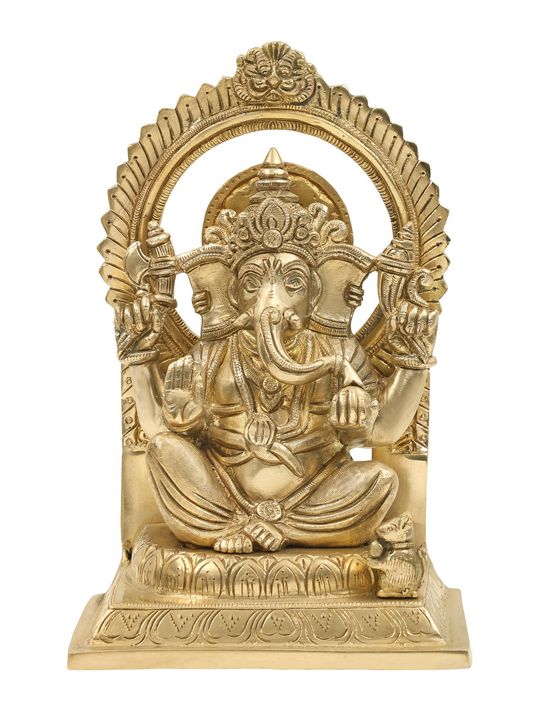 Exotic India Gold-Toned Lord Ganesha in Abhaya Mudra Showpiece