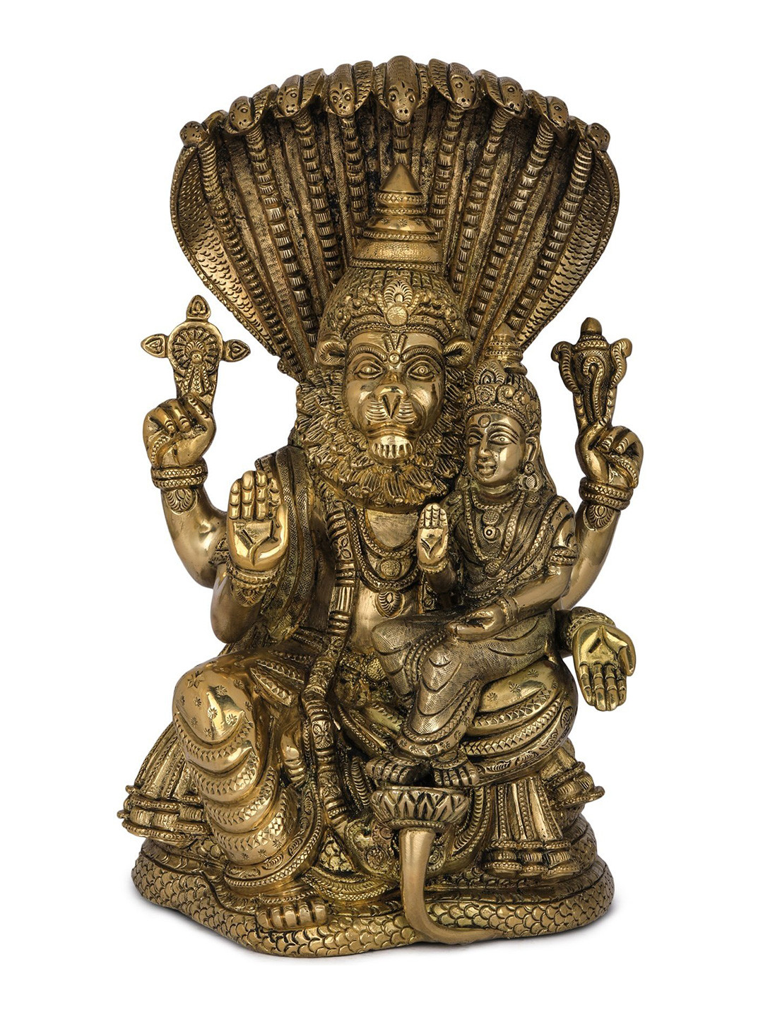 Exotic India Gold Toned Narasimha with Lakshmi Showpiece