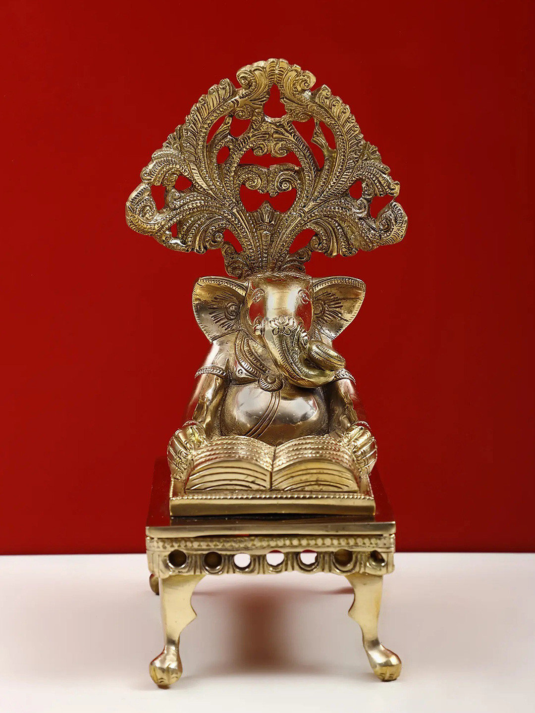 Exotic India Lord Ganesha  Studying the Mahabharata He Has Penned Showpiece