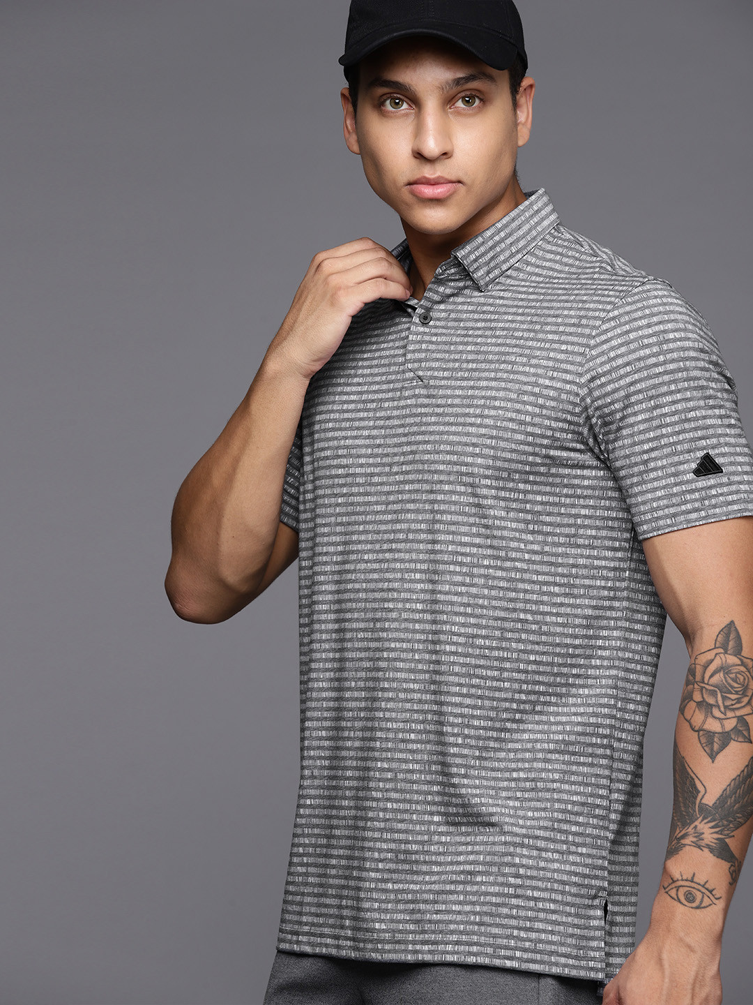 ADIDAS Go-To Striped Golf Polo T-shirt