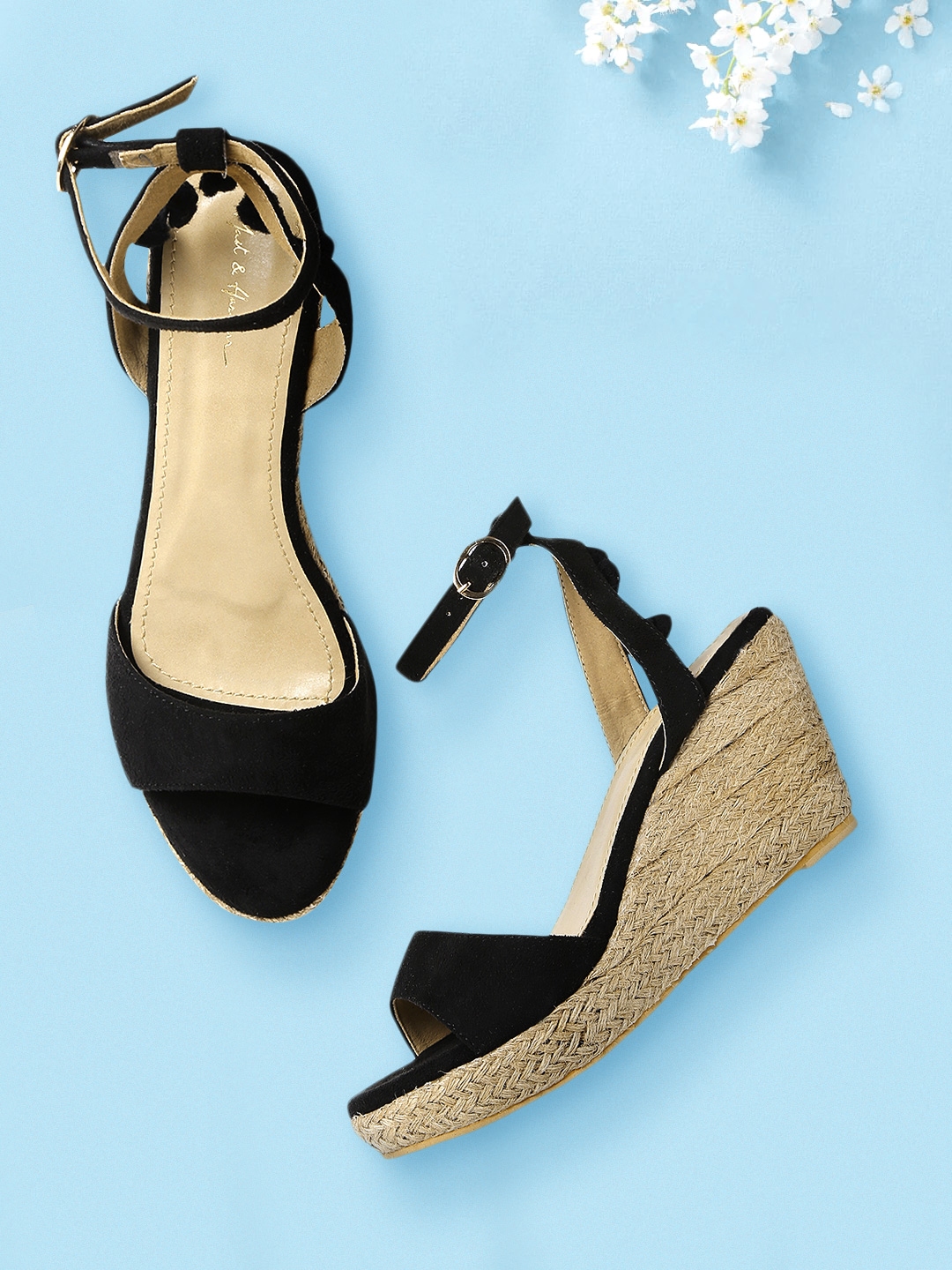 Black wedges wide fit top
