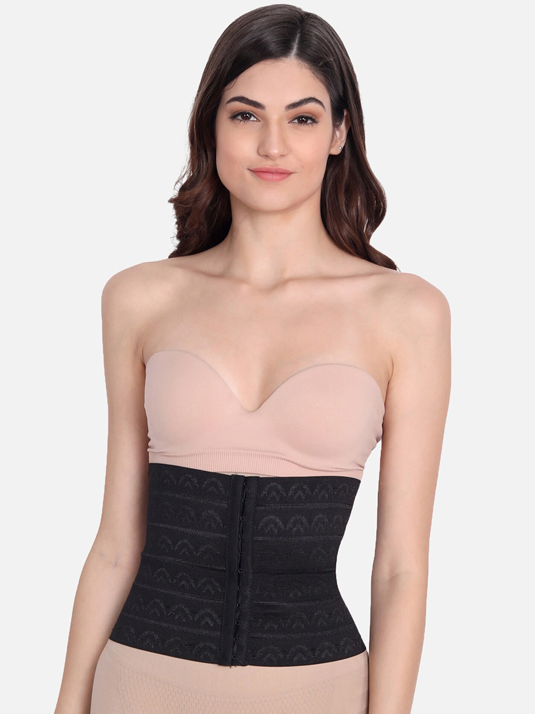 Flenzy Women Black Textured Tummy Shapewear