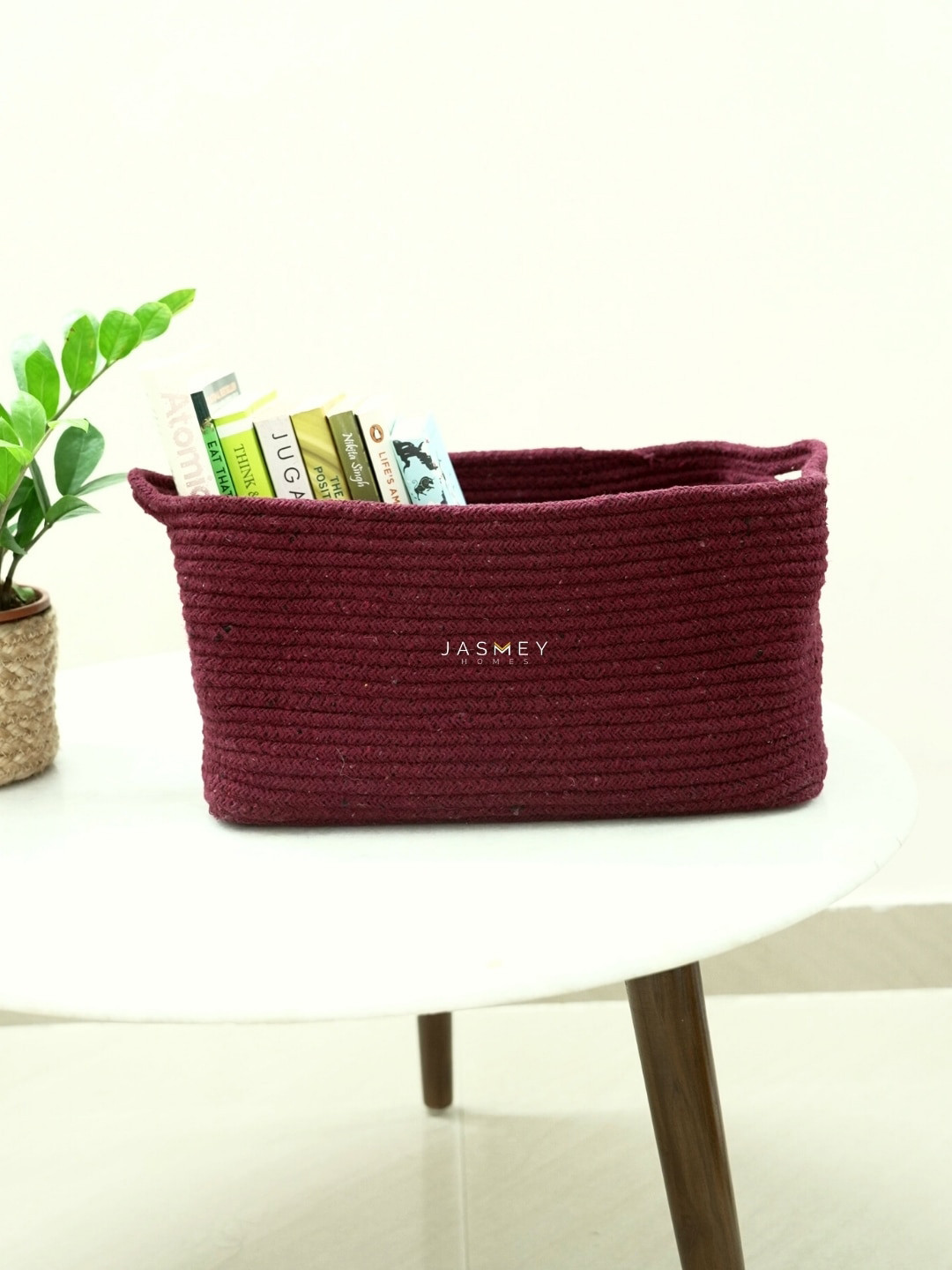 JASMEY HOMES Maroon Red Self-Design Storage Basket Organisers