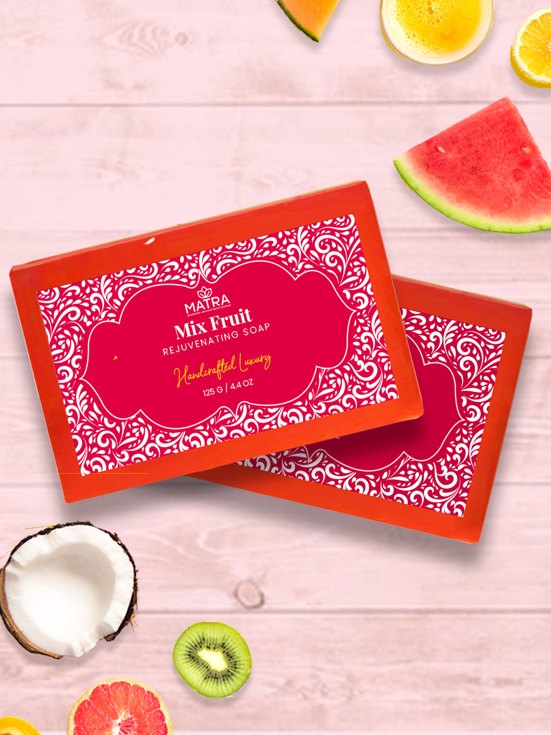 MATRA Set Of 2 Handcrafted Luxury Mix Fruit Rejuvenating Soap - 125g each