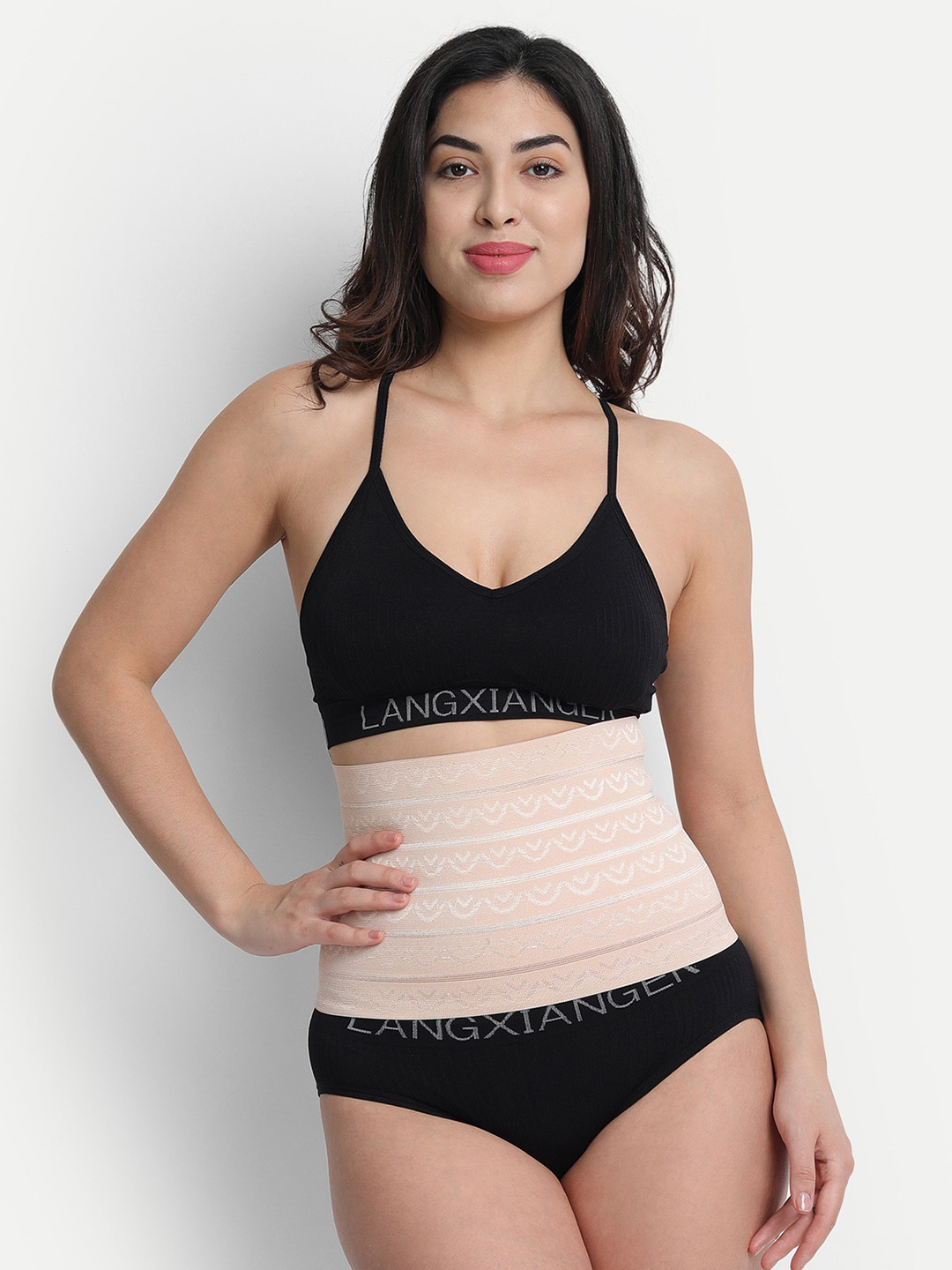 Flenzy Women Beige Textured Tummy Shapewear