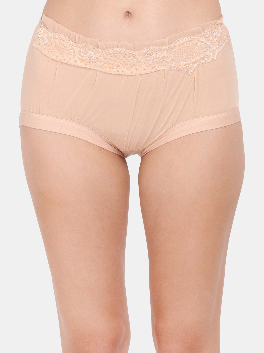 Amour Secret Women Beige Ruffled Lace High-Waist Anti Odour Hipster Brief