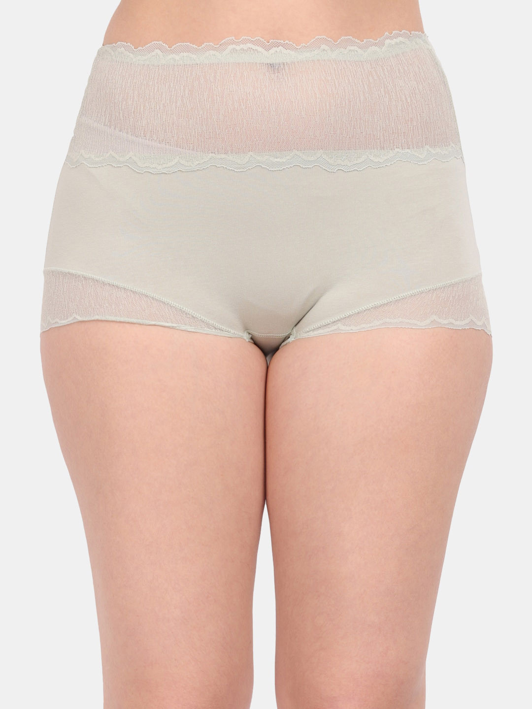 Amour Secret Women Green Solid High Waist Lace Anti Odour Hipster Briefs