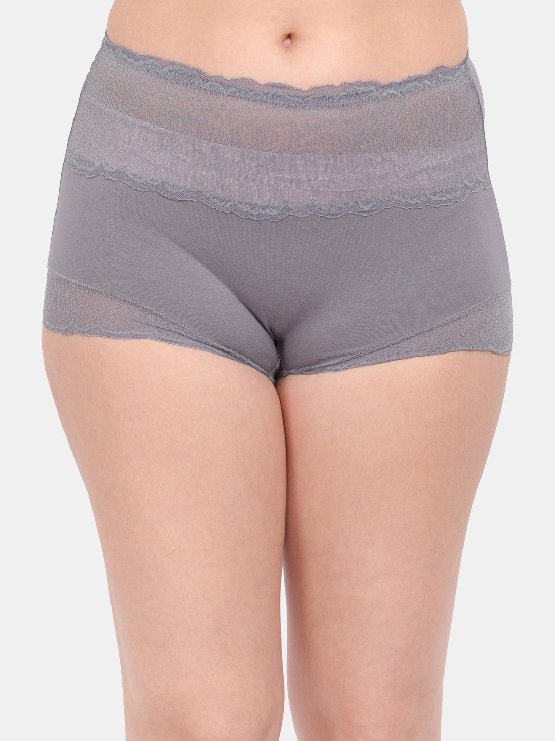Amour Secret Women Grey Solid Lace Anti Odour Hipster Brief