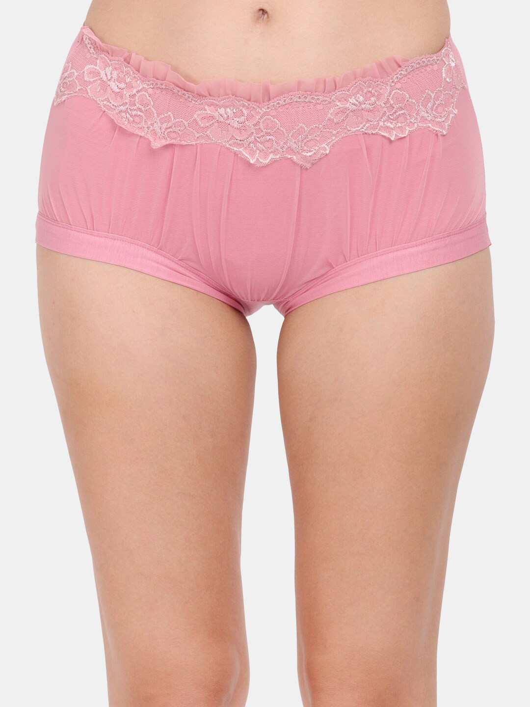 Amour Secret Women Pink Solid Lace Anti Odour Hipster Brief