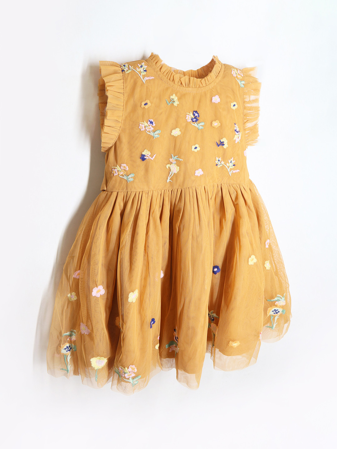 Cherry Crumble Pink Floral Embroidered Cotton Dress