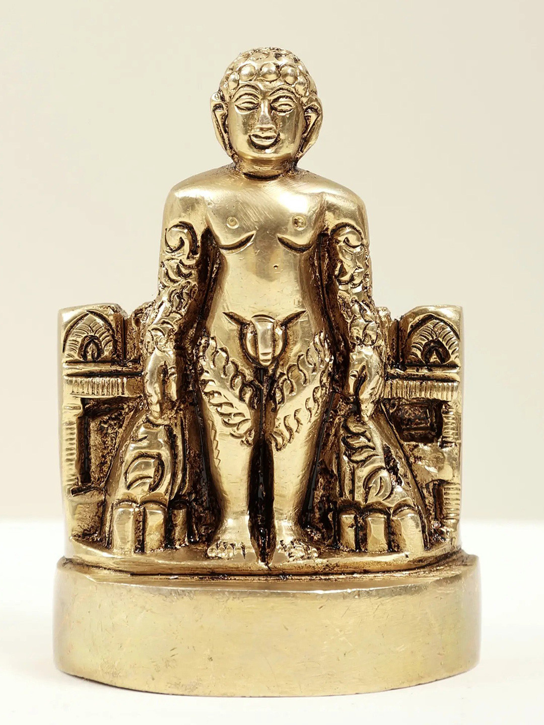 Exotic India Gold-Toned Religious The Last Jain Tirthankara Mahavir Idol Showpiece