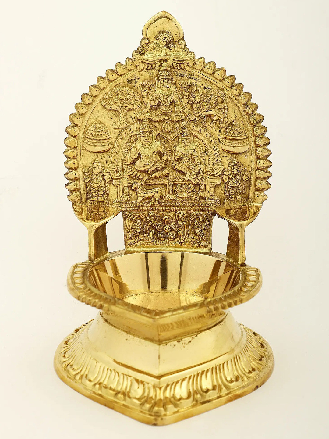 Exotic India Gold-Toned Small Brass Kubera Lakshmi Vilakku Diya