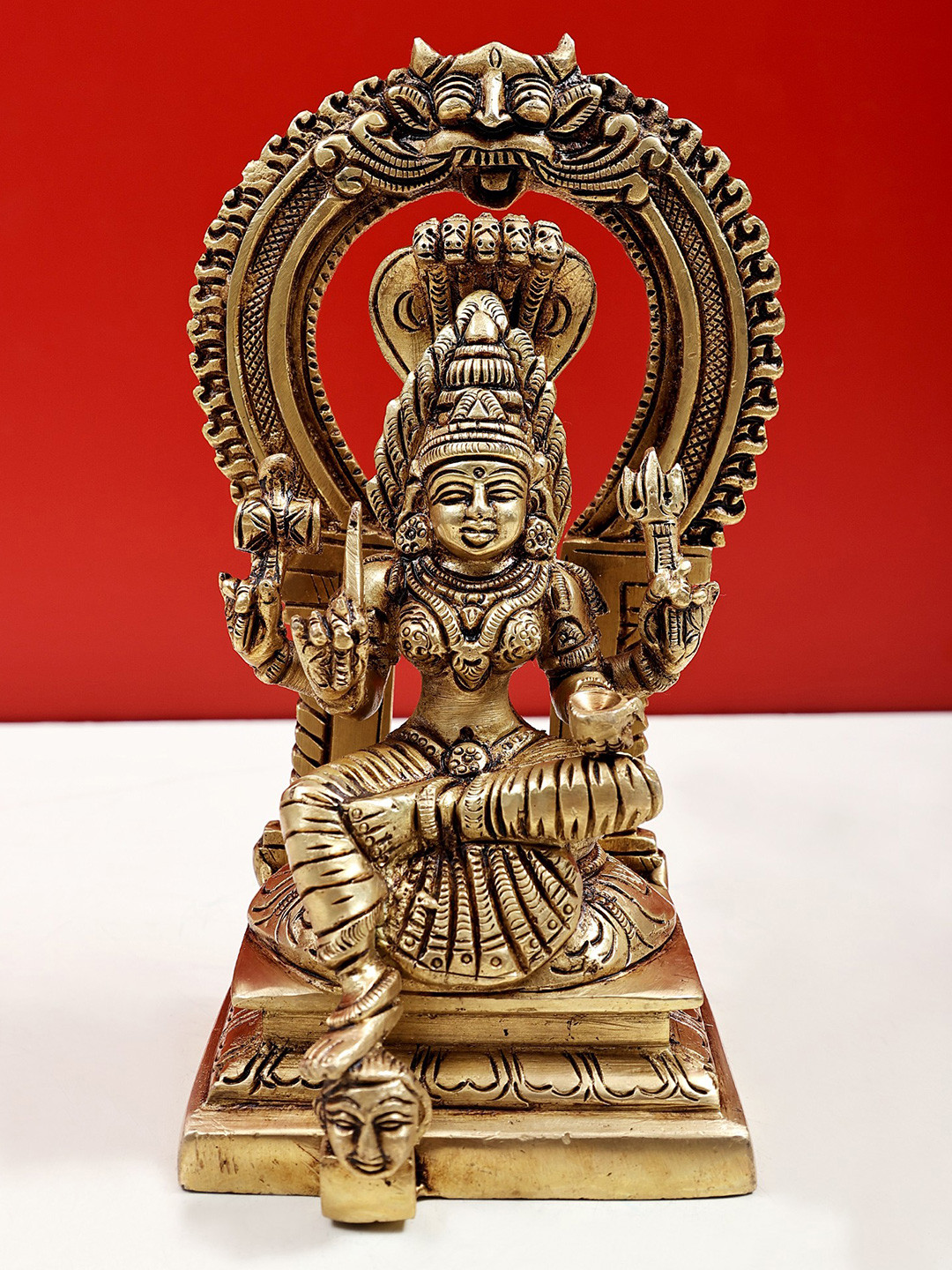 Exotic India Gold Toned Mariamman Brass Statue