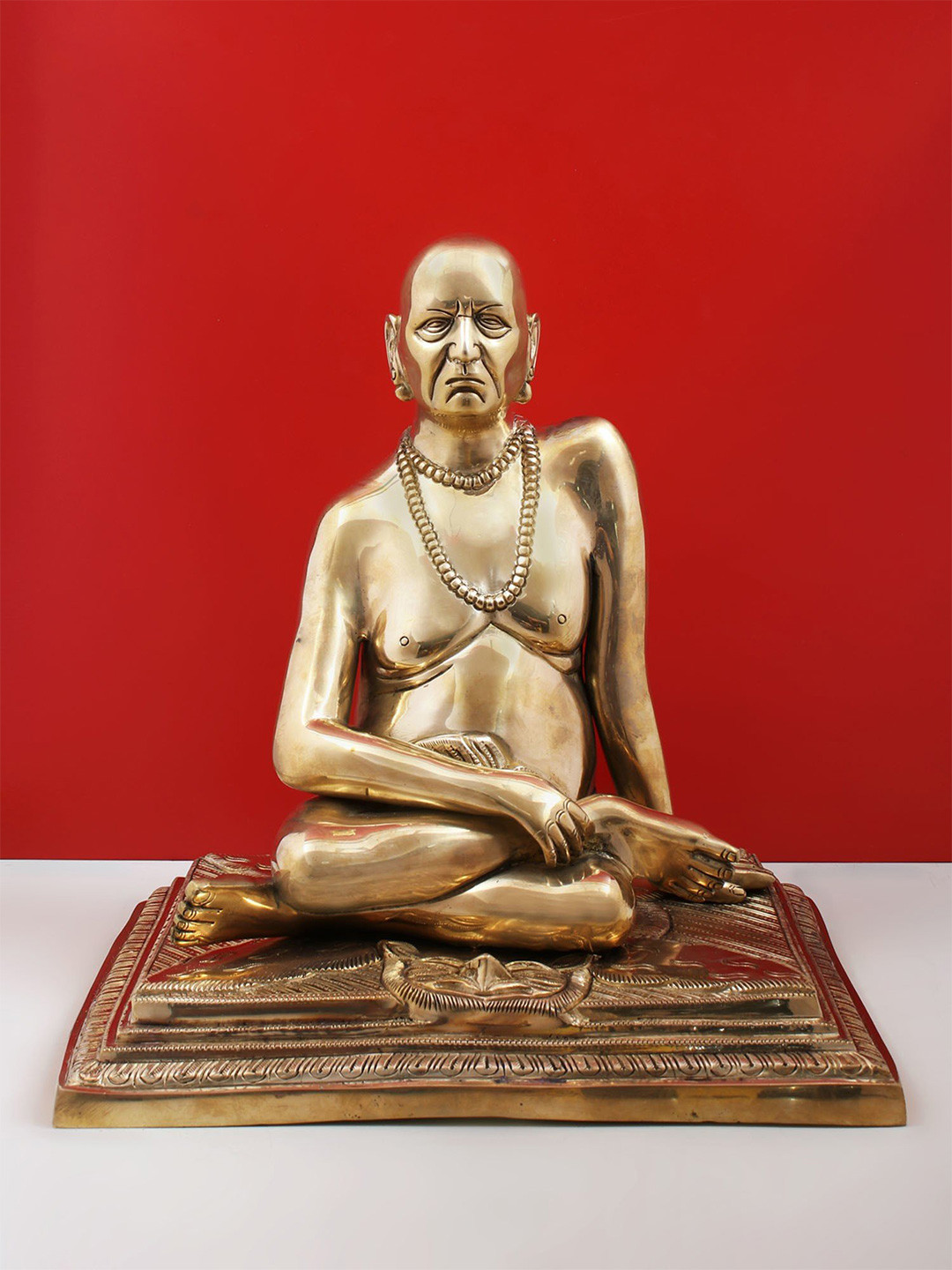 Exotic India Gold Toned Shri Swami Samarth Brass Statue