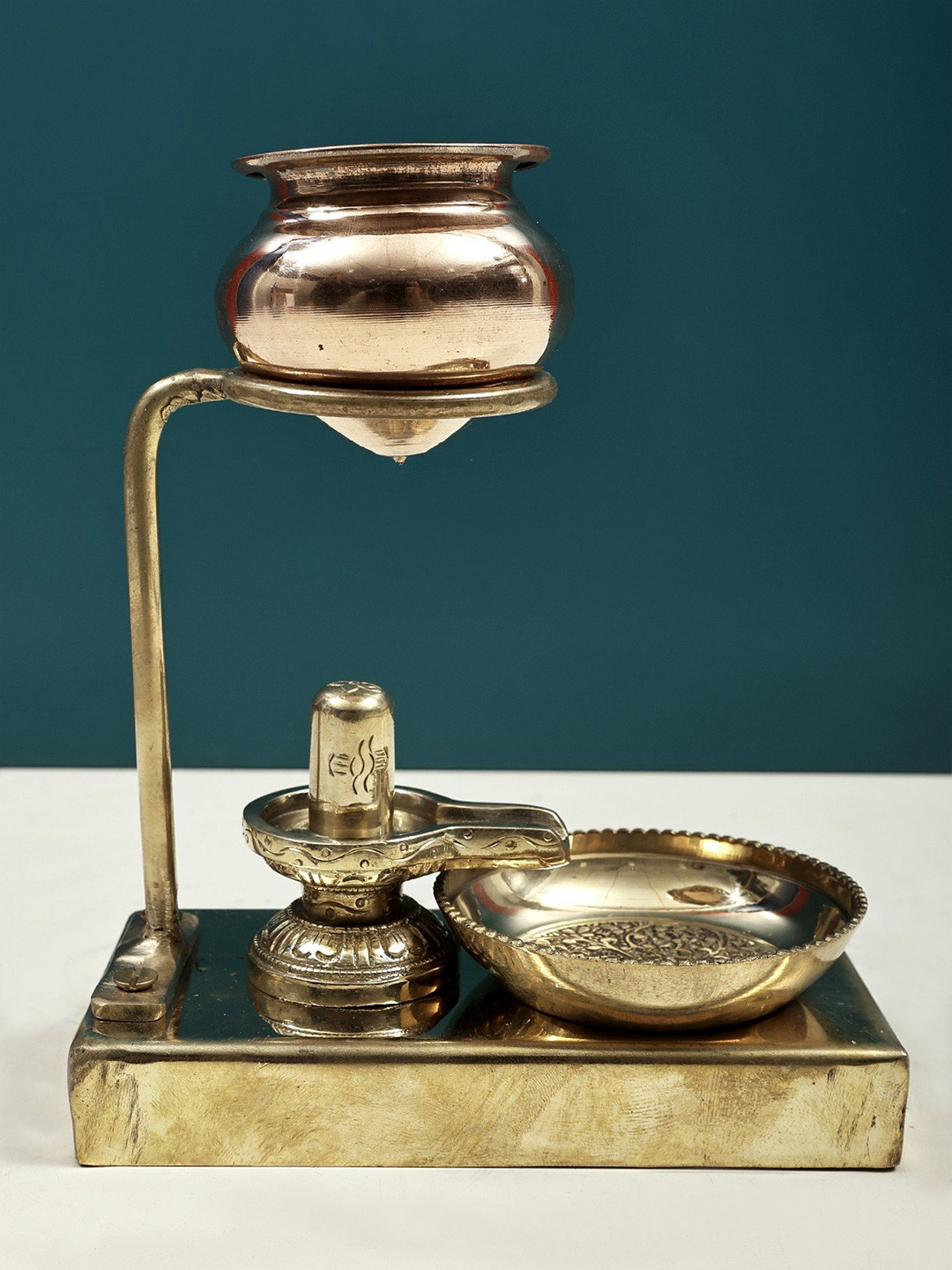 Exotic India Brass Complete Set For Siva Lingam Abhishek Showpiece