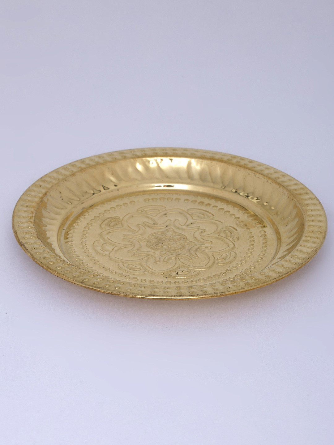 Exotic India Floral Design Brass Plate