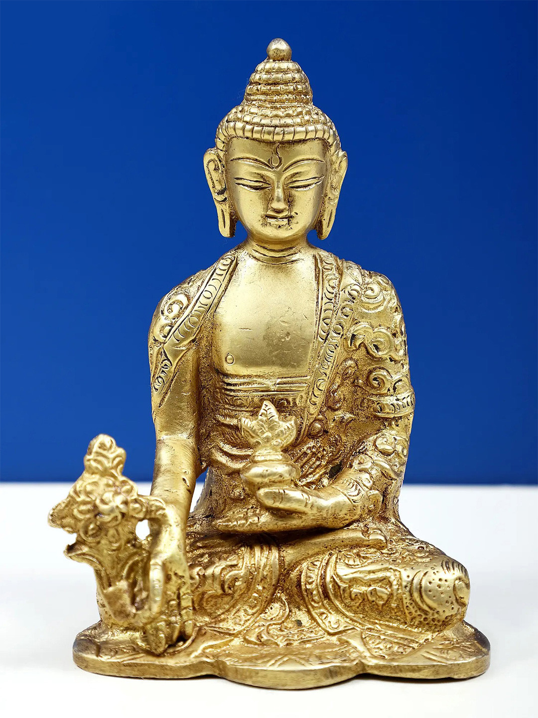 Exotic India Gold Toned Medicine Buddha Showpiece