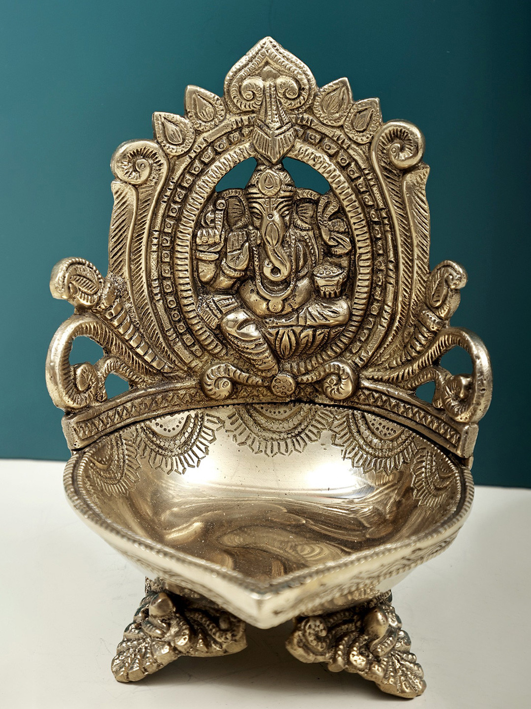 Exotic India Lord Ganesha Brass Diya