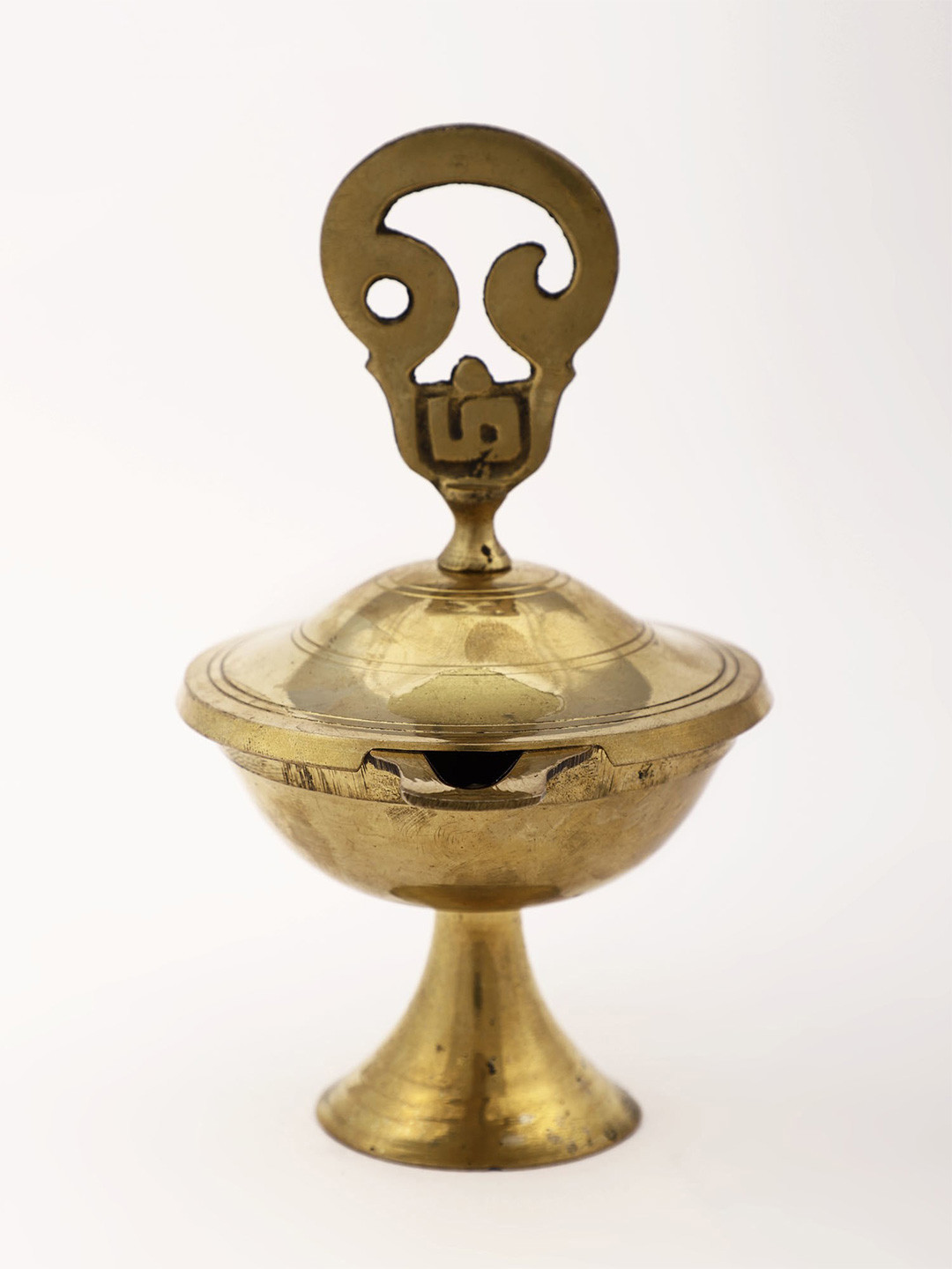 Exotic India Brass Tamil Om Oil Lamp