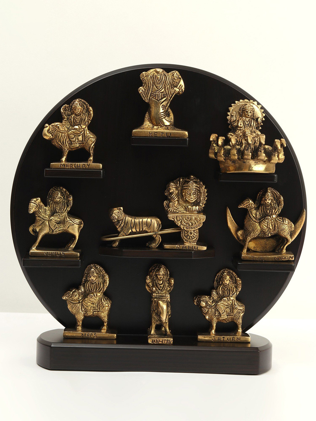 Exotic India Gold-Toned Small Brass Navagraha Set