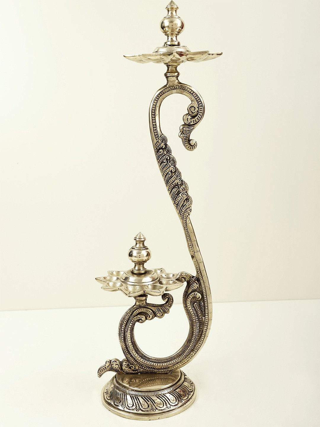 Exotic India Double Layer Peacock Wicks Lamp Pooja Essential