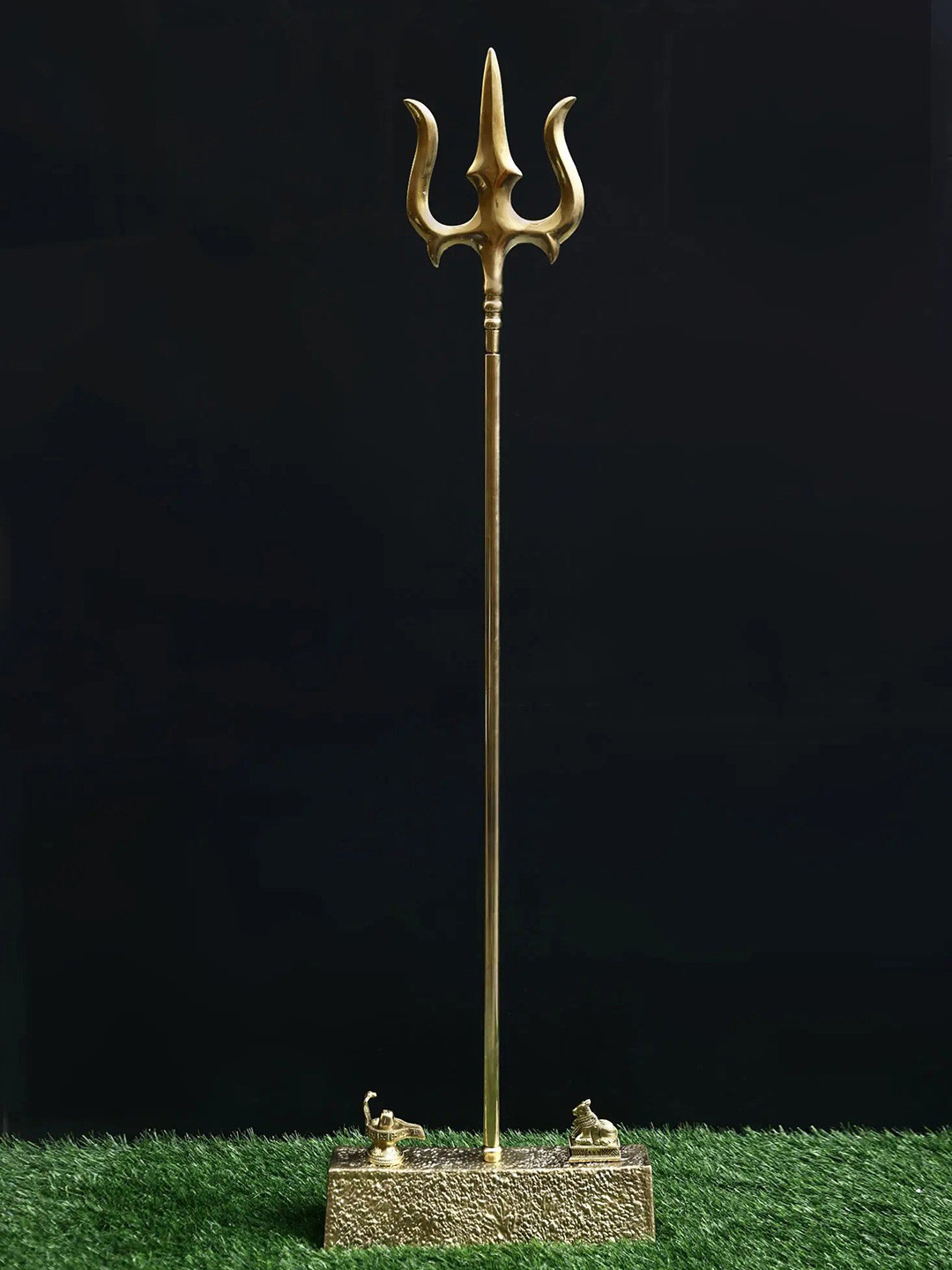 Exotic India Gold Toned Shiva Trident with Stand Showpiece