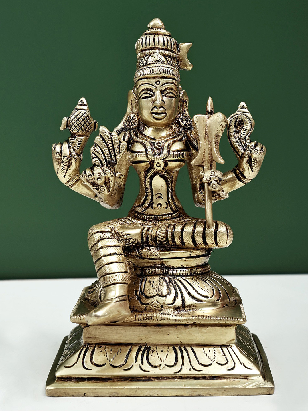 Exotic India Gold Toned Goddess Rajarajeshwari Brass Showpiece