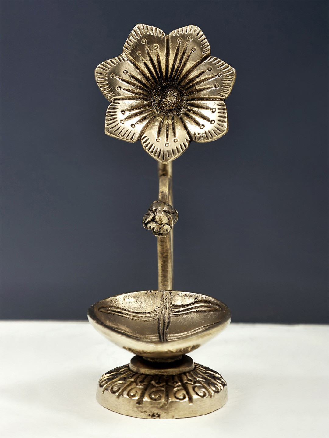 Exotic India Brass Leaf Shaped Diya