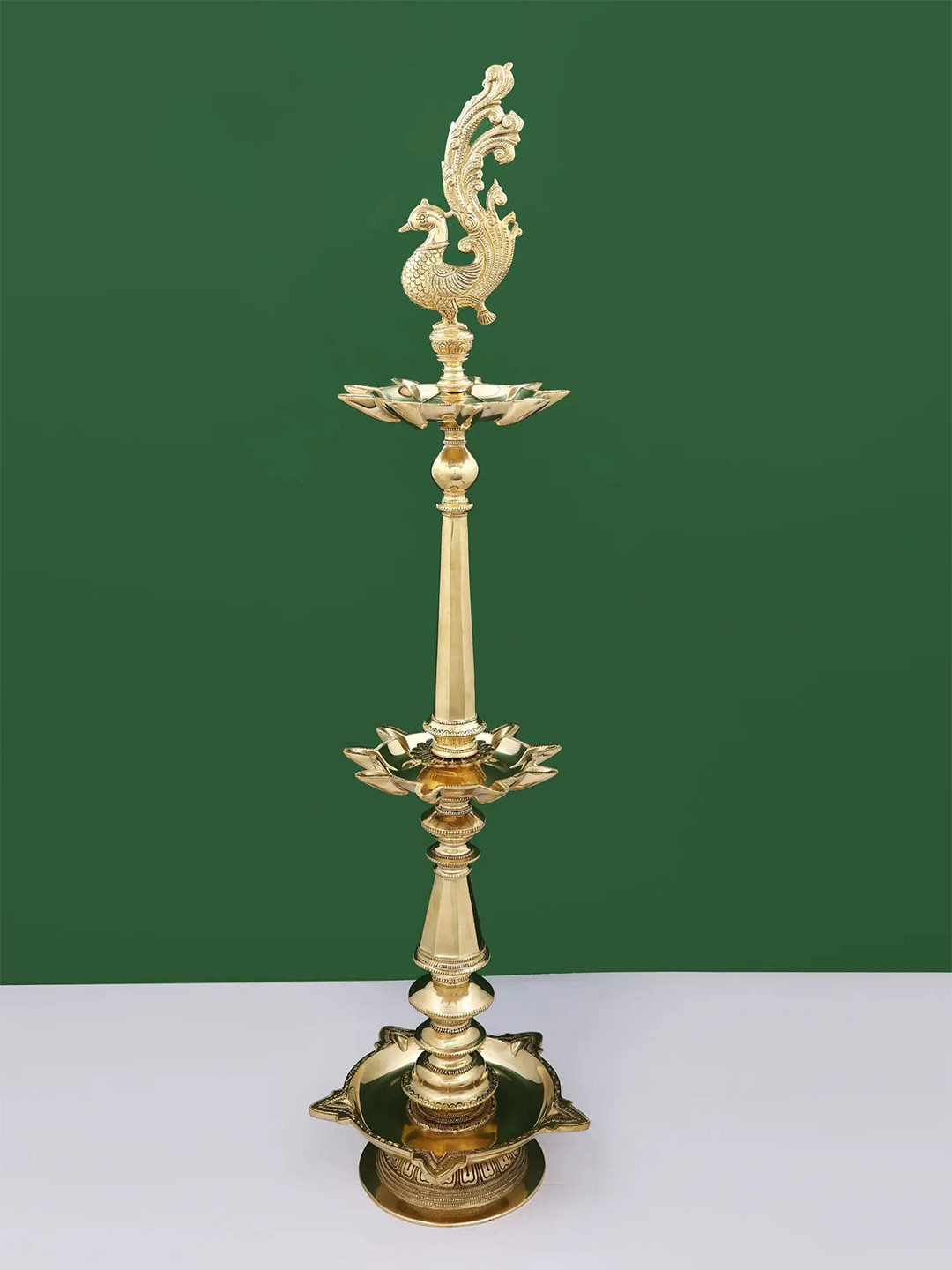 Exotic India Brass Peacock Lamp