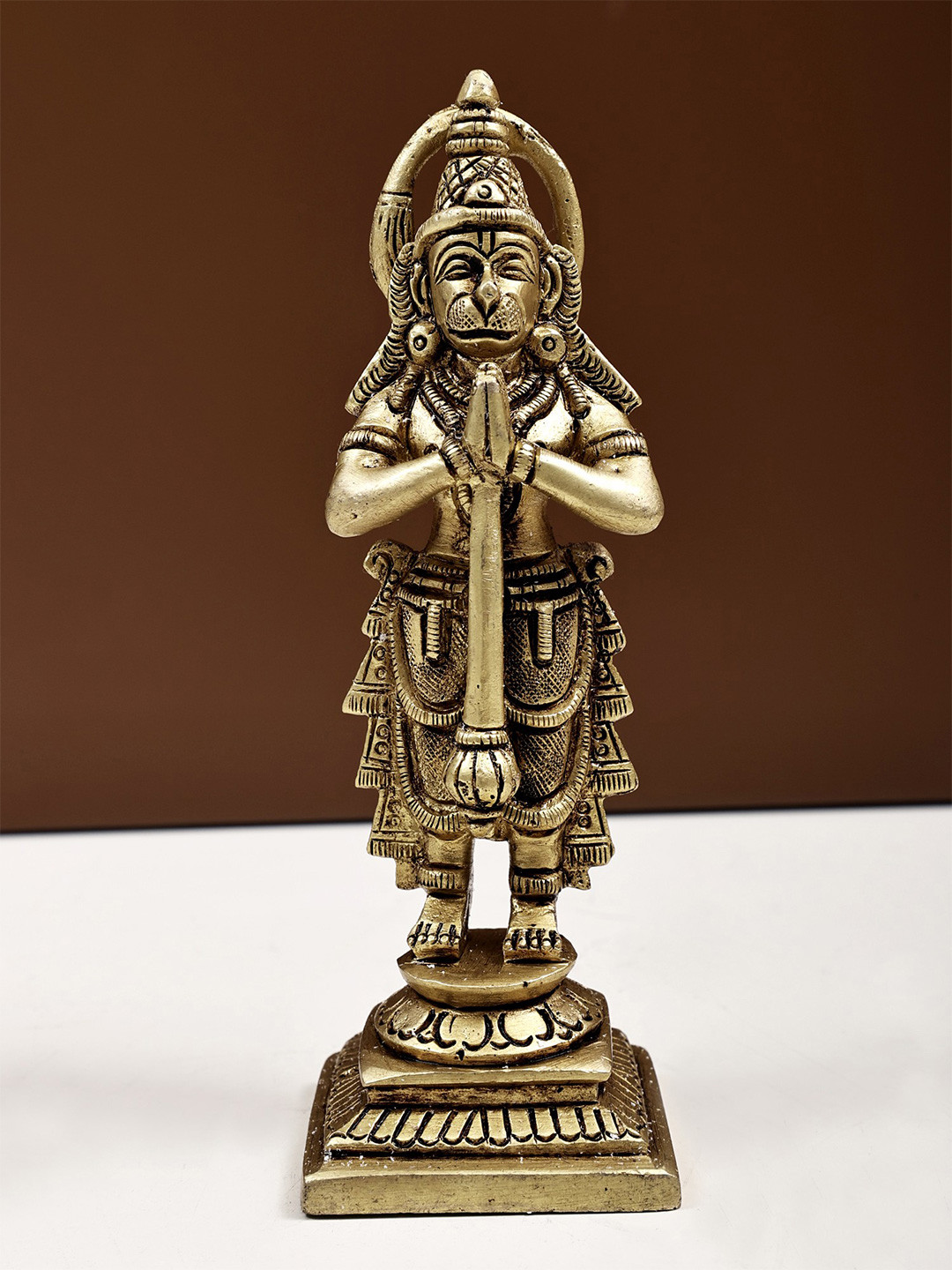 Exotic India Gold Toned Shri Hanuman Religious Idol Showpiece