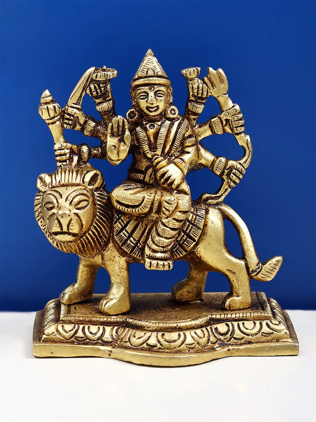 Exotic India Religious Eight Armed Blessing Goddess Durga Idol Showpiece