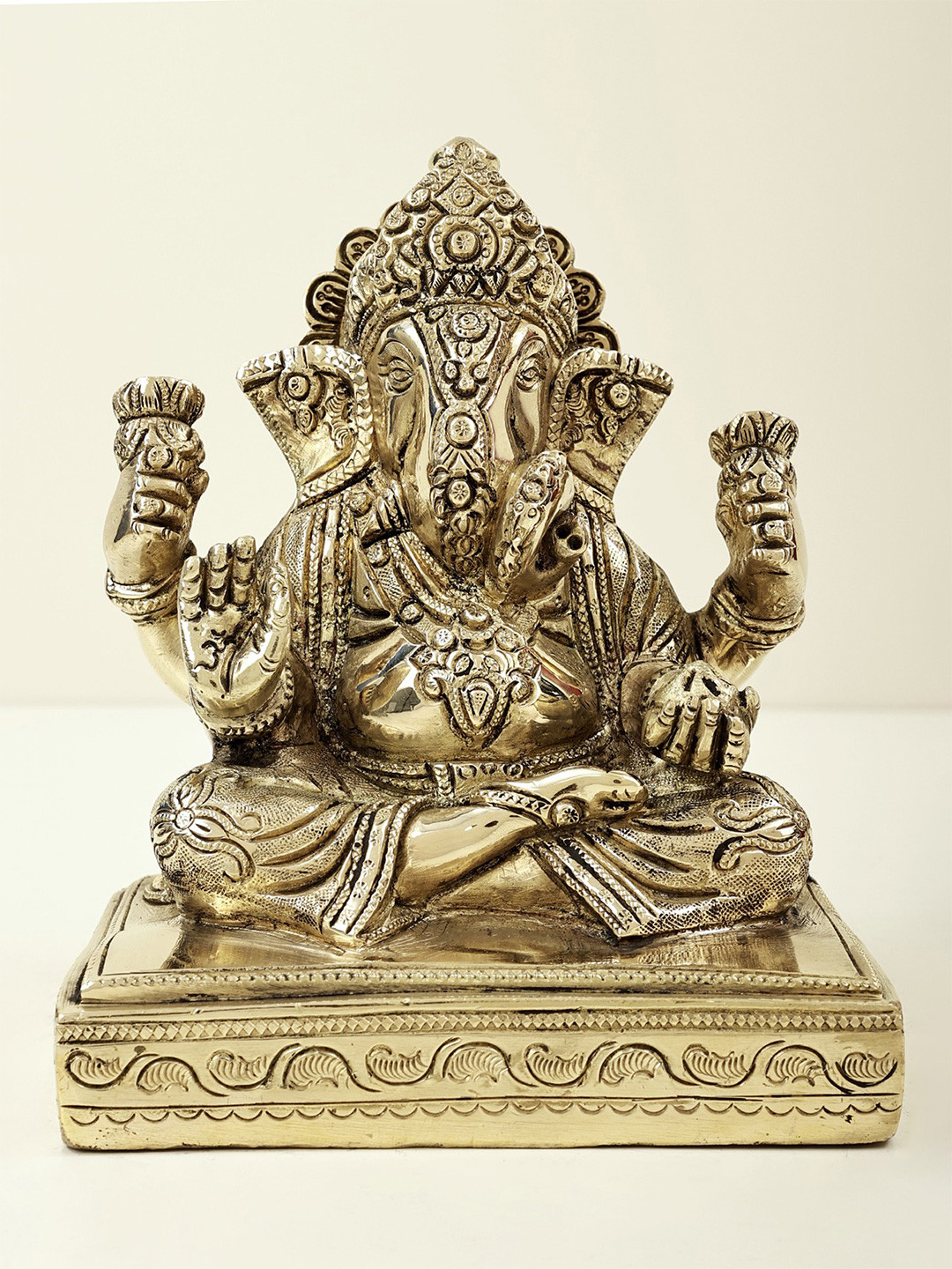 Exotic India Gold-Toned & Brown Lord Ganesha Showpiece