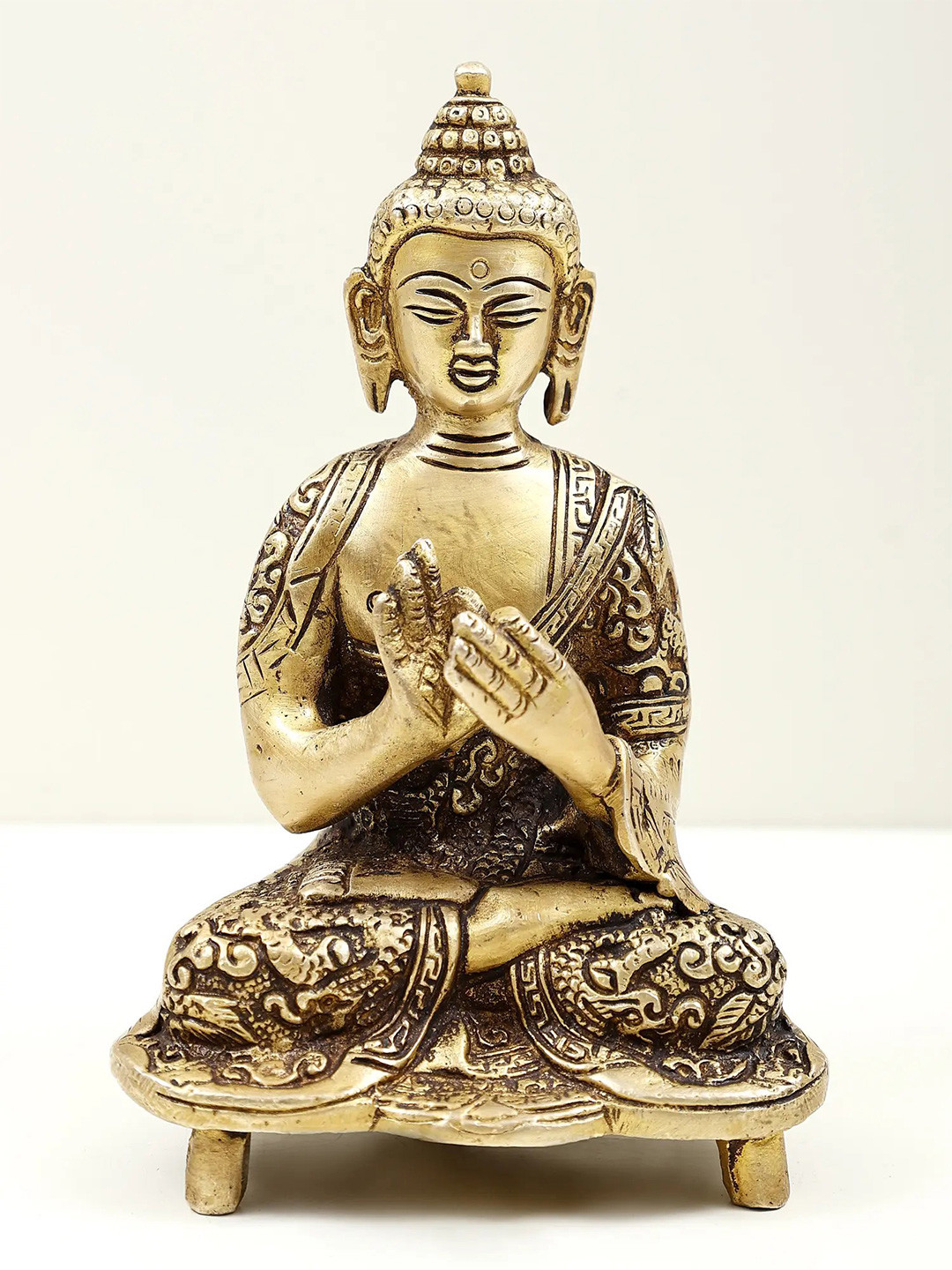Exotic India Gold Toned Buddha In The Dharamachakra Mudra Showpiece
