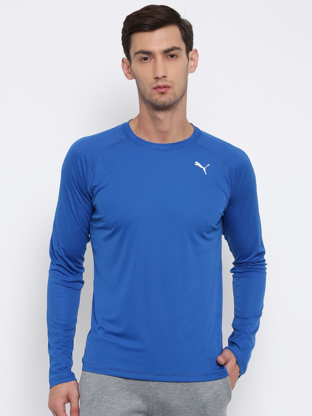Puma Men Blue Self Design Run Slim Fit T Shirt - Tshirts for Men 2087397 | Myntra