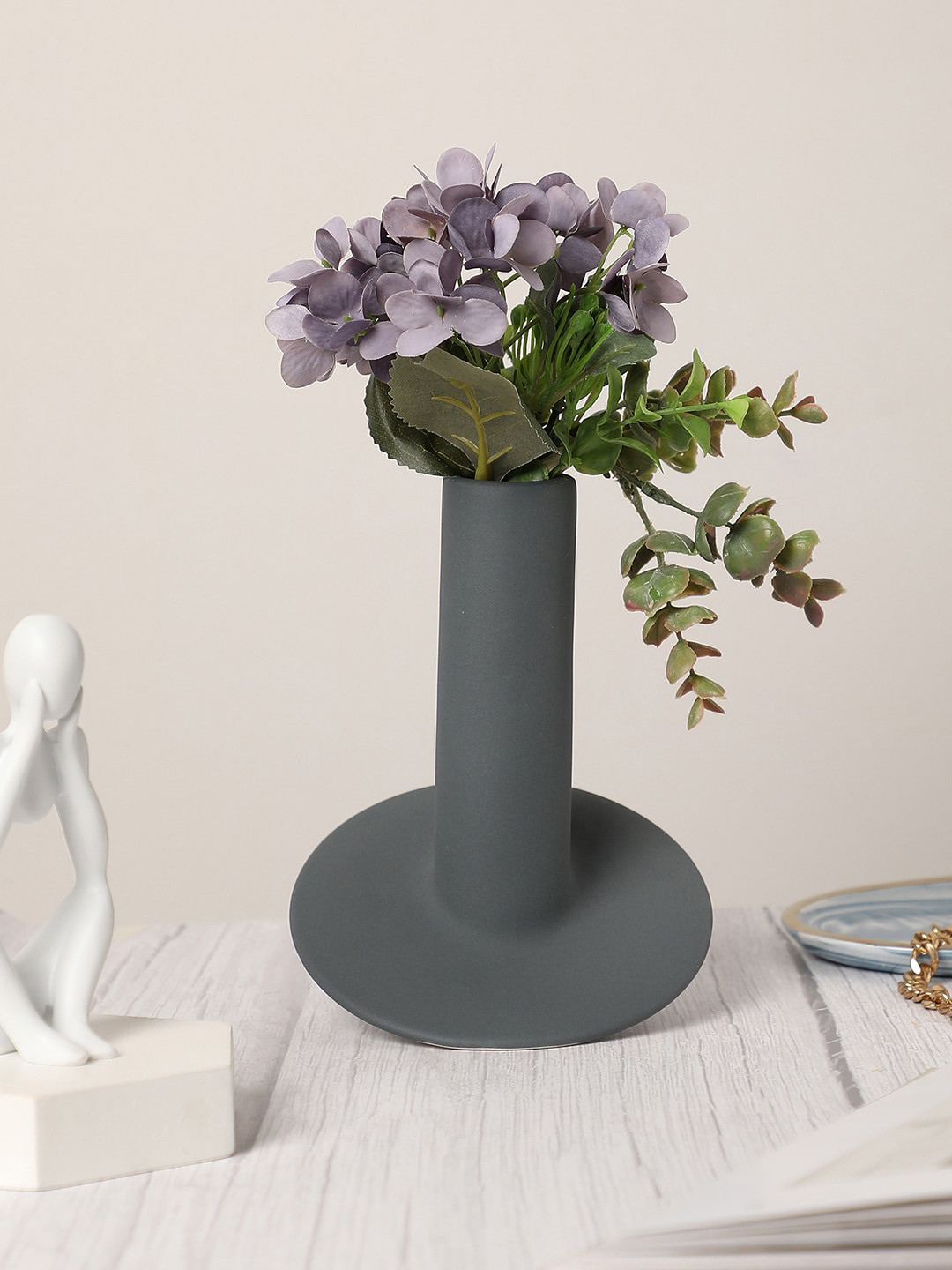 Bonhomie Grey Cylindrical Ceramic Vase