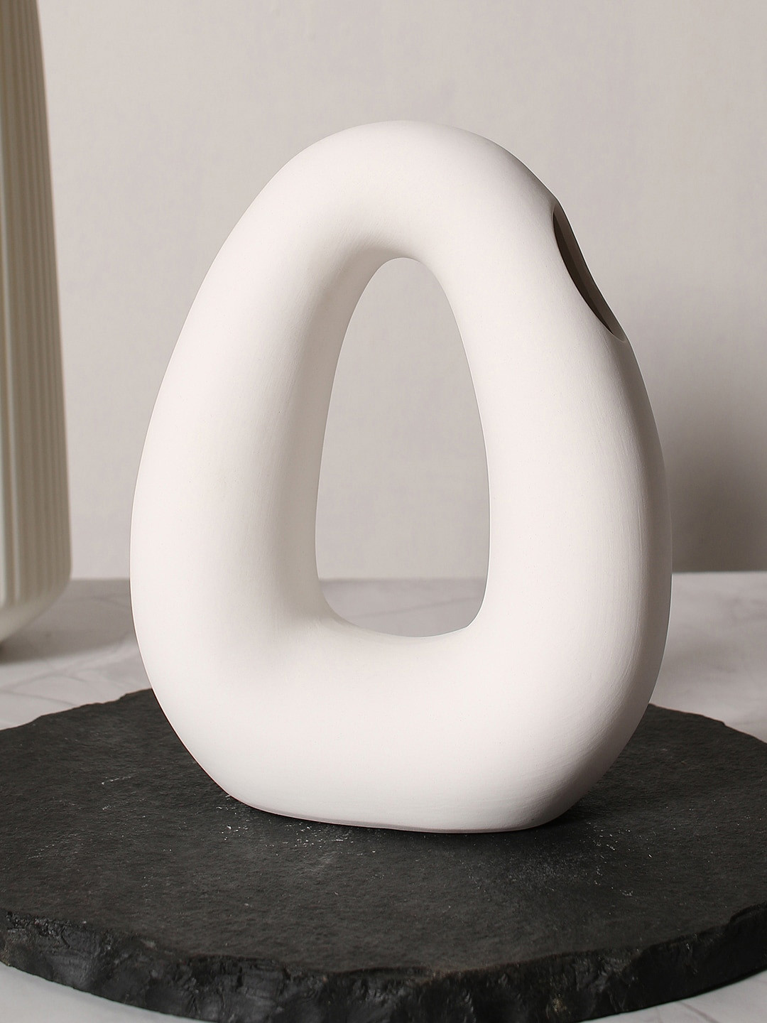 Bonhomie White Abstract Shaped Ceramic Vase