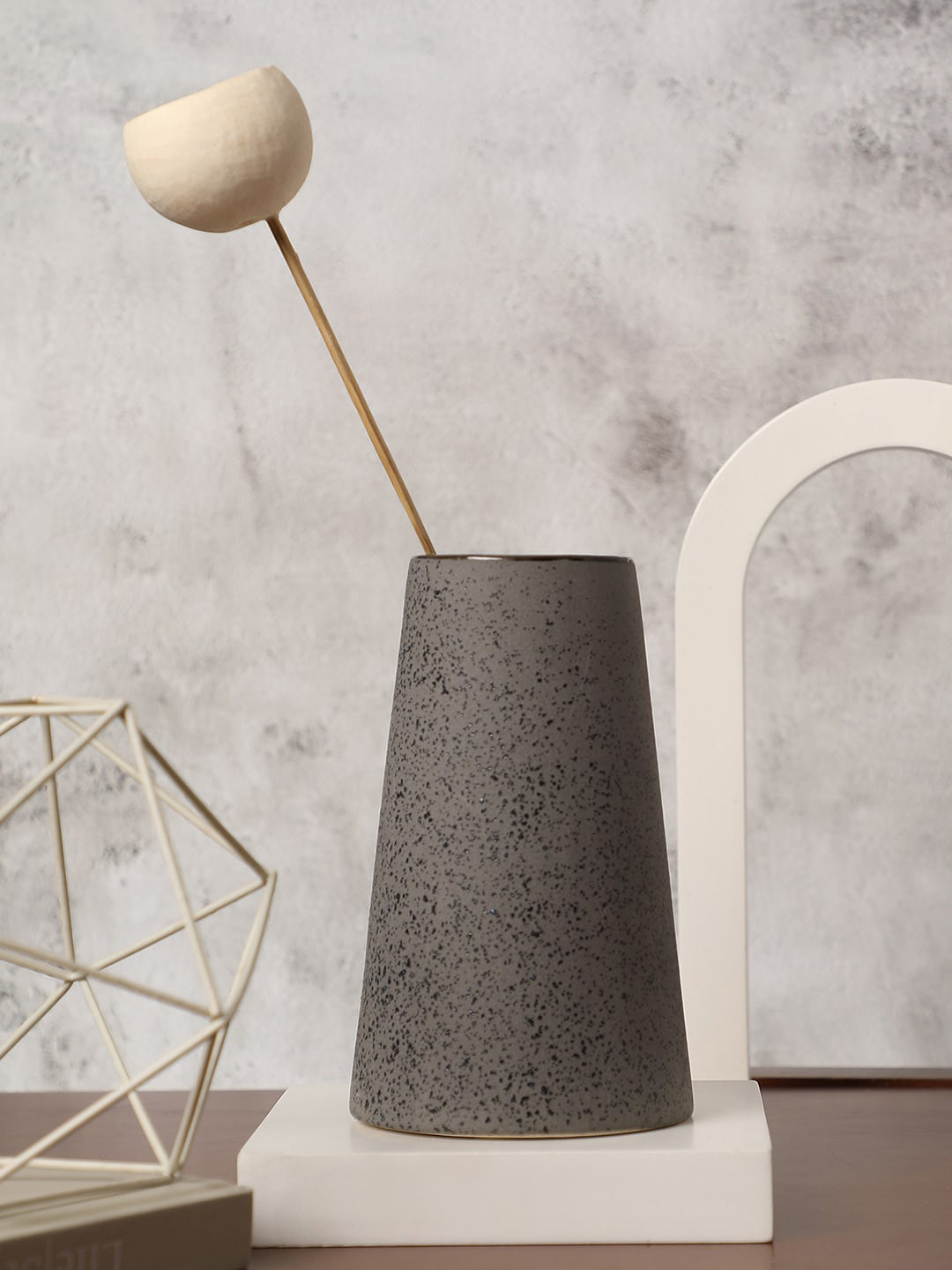 Bonhomie Grey & Brown Textured Ceramic Vase