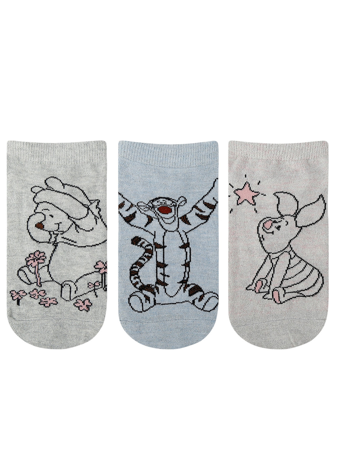 Balenzia x Disney Women Pack Of 3 Printed Cotton Ankle-Length Socks