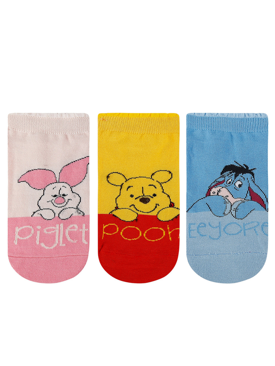 Balenzia x Disney Women Pack Of 3  Winnie the Pooh Patterned Cotton Ankle-Length Socks
