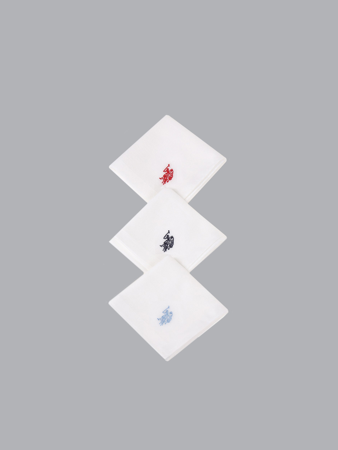 U.S. Polo Assn. Men Pack Of 3 Embroidered Pure Cotton Handkerchiefs