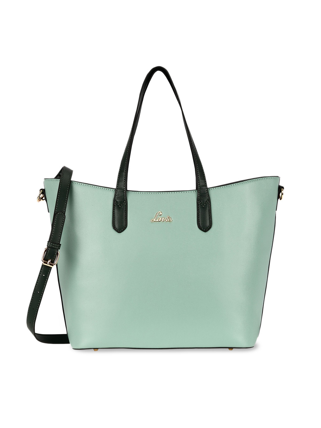 Lavie Sea Green Colourblocked Structured Satchel