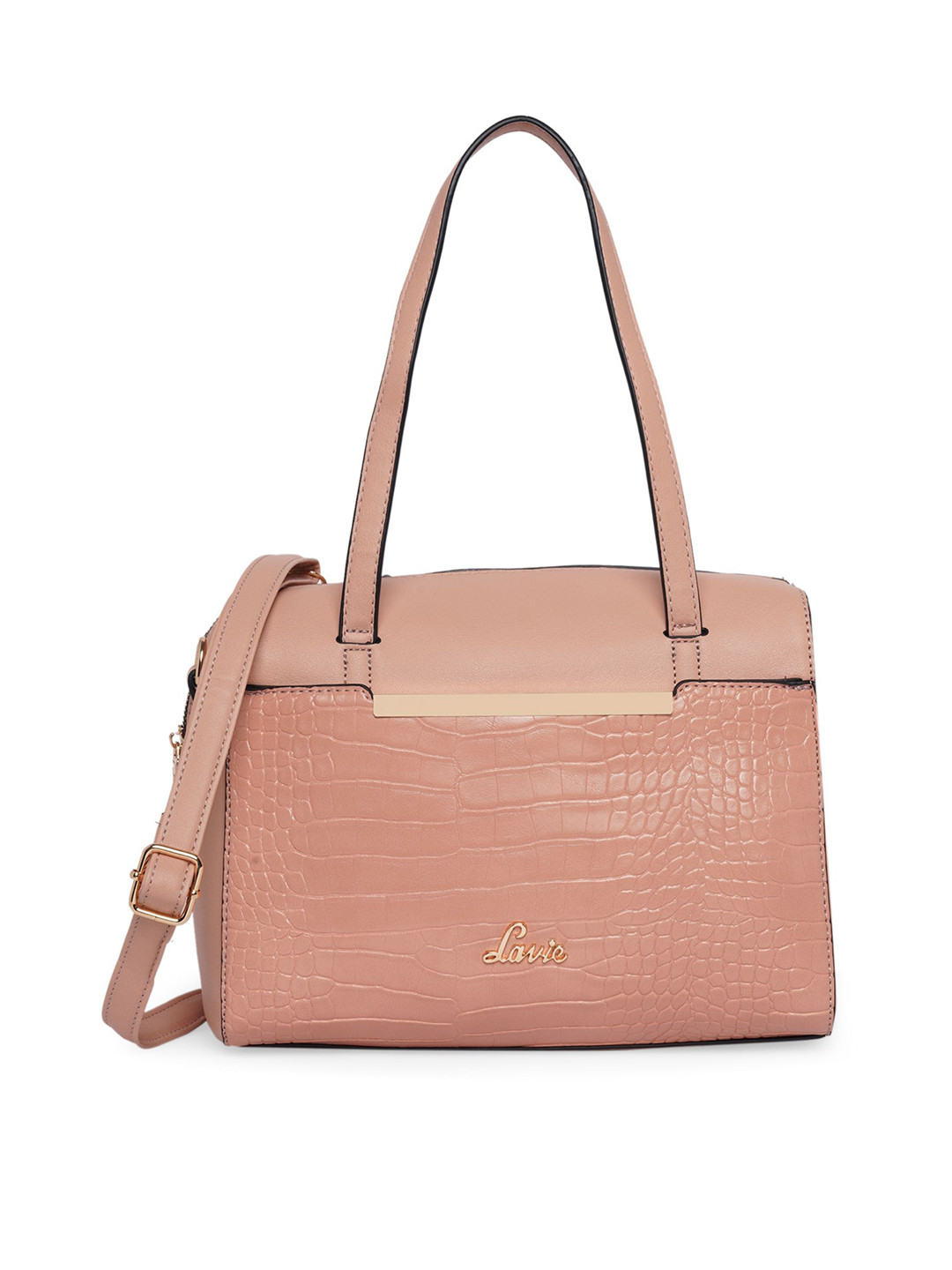 Lavie Pink Textured Structured Shoulder Bag