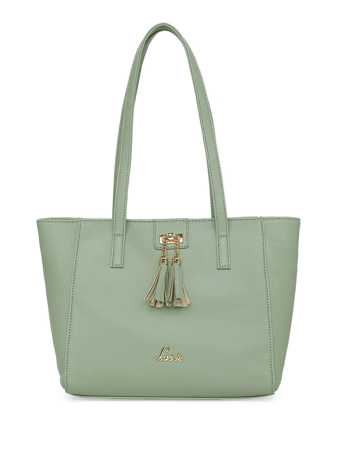 Lavie Green Structured Shoulder Bag with Tasselled