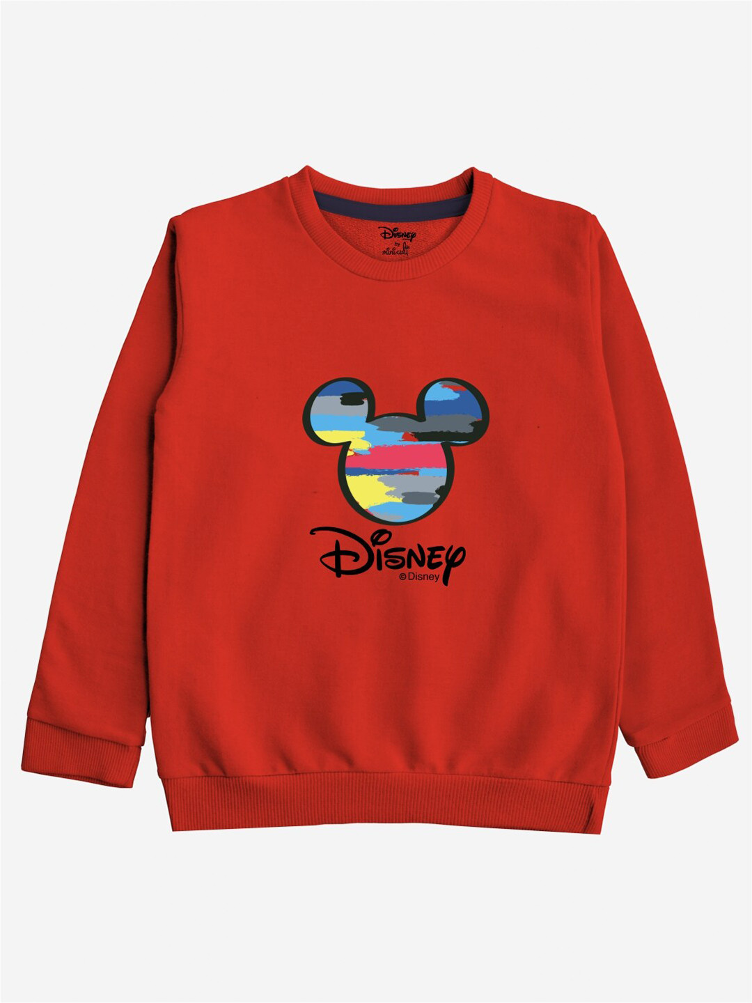 Minicult Kids Red Mickey Mouse Printed Sweatshirt